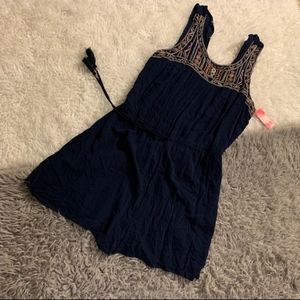 Aztec print romper, navy blue